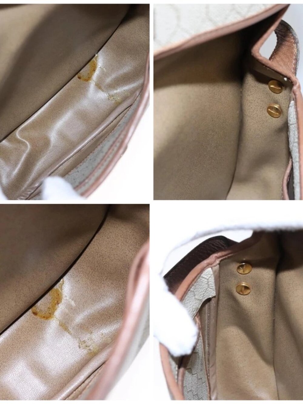 Christian Dior Honeycomb Canvas Shoulder Bag PVC Leather Beige Auth bs23056 - Picture 14 of 15